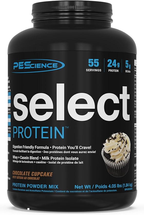 PEScience Select Protein Powder Whey and Casein Blend Lean Protein Powder for Women and Men Low Calorie Low Carb Keto Friendly Gluten Free Frosted Chocolate Cupcake - 55 Servings