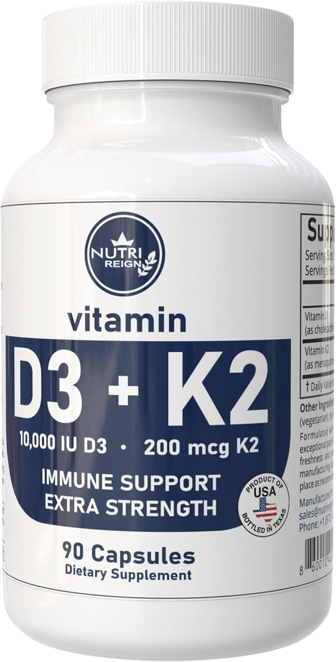 Vitamin D3 + K2 10000 IU D3 200 mcg K2 90 Capsules