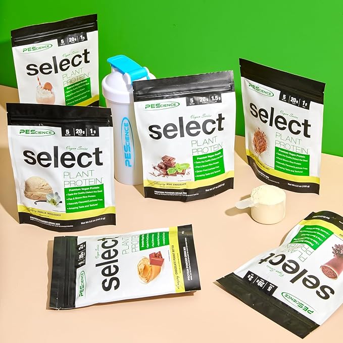 PEScience Select Vegan Protein Powder Plant Based Protein Powder Amazing Taste Smooth Texture Pea and Brown Rice Blend Dairy Free Lactose Free Gluten Free – 5 Flavor Variety Pack 25 Servings