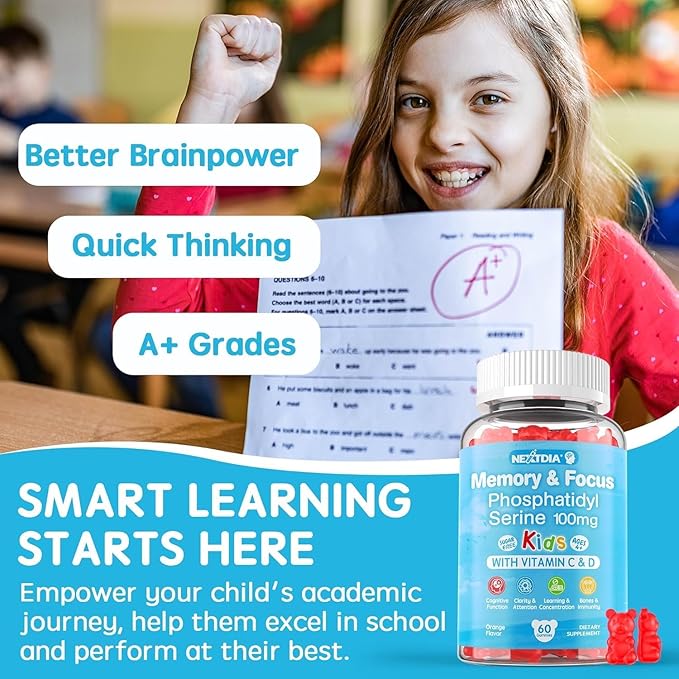 Kids Phosphatidylserine Supplement - Focus Gummies + Kids Calcium Gummies