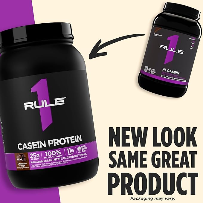 Rule 1 Casein Protein - 25g Protein and 11g EAAs Per Serving from Slow-Release Micellar Casein for Overnight Recovery and Sustained Delivery Between Meals (2 Pounds* Vanilla Crème)