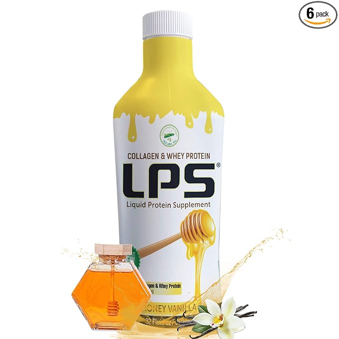 Nutritional Designs Sugar-Free Liquid Collagen &amp Whey Protein Supplement - Non-GMO Drink - Promotes Healthy Skin &amp Hair for Men &amp Women (Honey Vanilla) Pack of 6