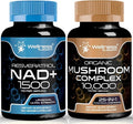 WELLNESS LABSRX NAD Supplement 1500mg - Liposomal NAD+ Supplement with Resveratrol | Organic Mushroom Supplement Capsules - 10000mg - 25 in 1 Mushroom Complex Capsules | Bundle