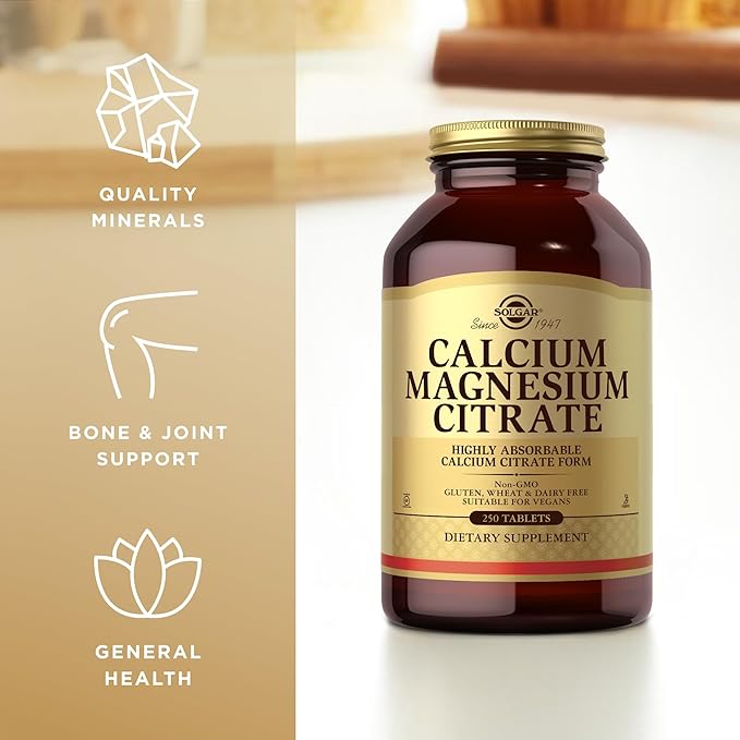 Solgar Calcium Magnesium Citrate 250 Tablets (Pack of 3) - Supports Healthy Bones &amp Teeth - Musculoskeletal &amp Nervous System Support - Highly Absorbable - Non-GMO and Vegan - 150 Total Servin