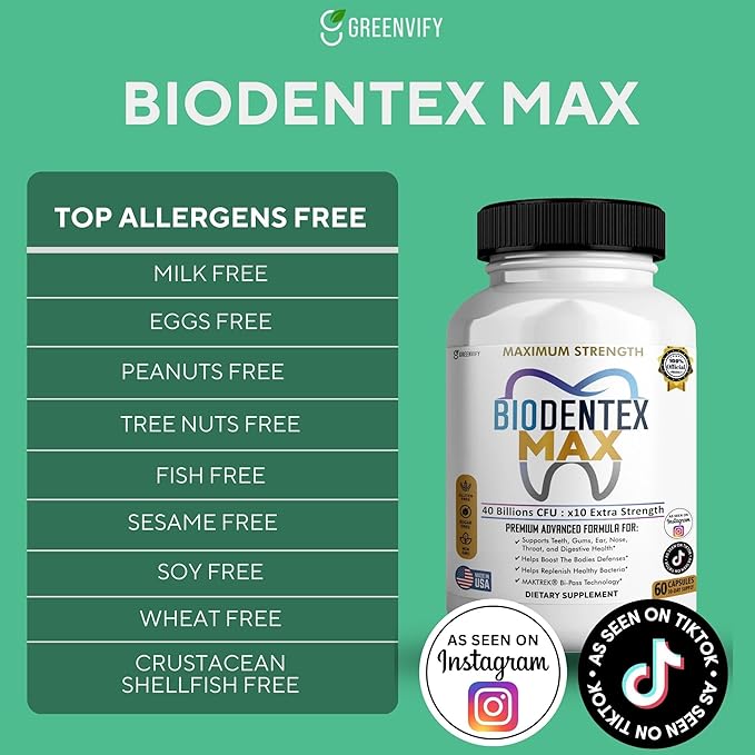 BioDentex Max Maximum Strength Probiotic Supplement 40 Billion CFU 60 Capsules with MAKTREK Bi-Pass Technology for Digestive Health Support (1)