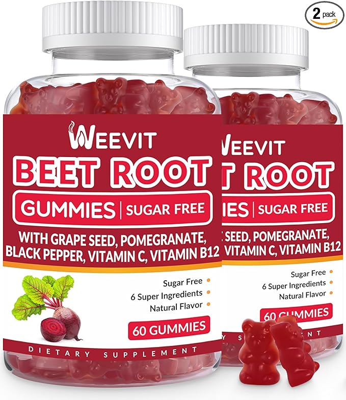 Beet Root Gummies Nitric Oxide Supplement for Men Women | Organic Beet Gummy with Grape Seed Pomegranate Black Pepper Vitamin C B12