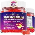 Magnesium Glycinate Gummies for Kids 4+ &amp Adults 180 Counts No Melatonin Magnesium Gummies for Sleep &amp Calm Sugar Free Vegan with Glycine L-Theanine B6 D3 Zinc &amp Omega 3 - Raspberry