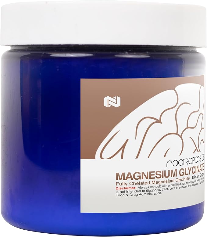 Nootropics Depot Magnesium Glycinate Powder | 250 Grams | Mineral Supplement | Magnesium Supplement | Supports Heart Muscle Nerve and Bone Health