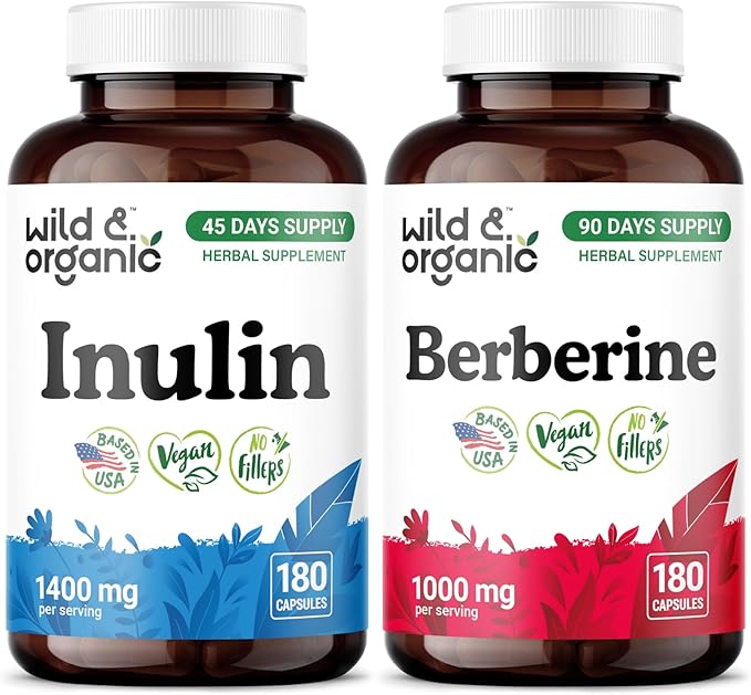 Wild &amp Organic Inulin 180 Capsules &amp Berberine 180 Capsules