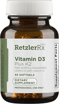 HormoneSynergy Vitamin D3 5000 Plus K2 by Dr. RetzlerRx - 2-in-1 Support* - High Potency Bioactive - 5000 IU D3 &amp 110 mcg K2 Menaquinone-7 (MK-7)