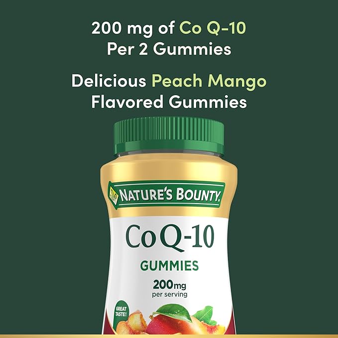Nature's Bounty CoQ10 GummiesSupports Heart HealthCoQ10 200mgPeach Mango Flavor60 Count (Pack of 3)