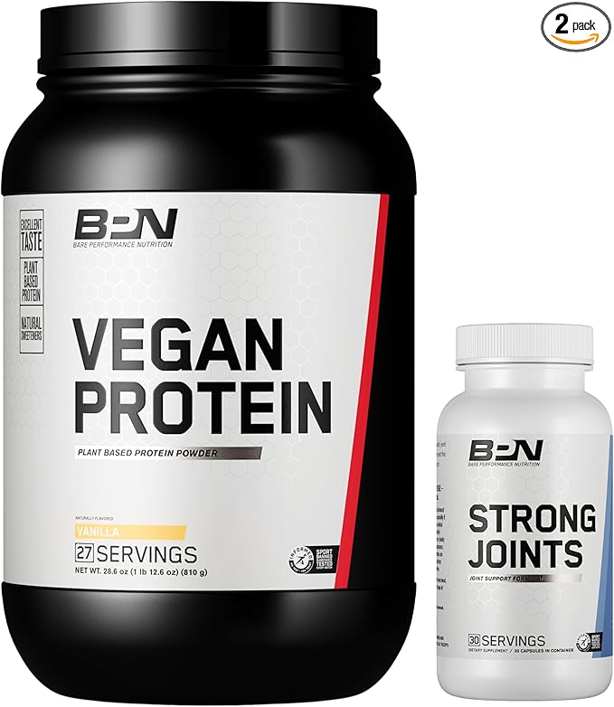 BARE PERFORMANCE NUTRITION BPN Vegan Vanilla Protein + Strong Joints Bundle
