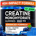 Creatine Monohydrate Gummies 8500mg Complex for Men &amp Women - Pre Workout Creatine Chews for Muscle Growth Strength &amp Energy Sugar Free Vegan Blueberry Flavor - 120 Count