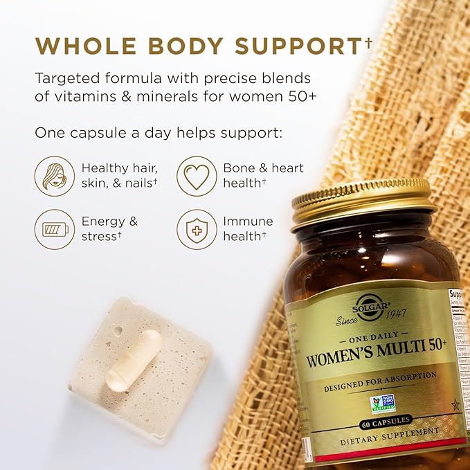 SOLGAR One a Day 50+ Plus Women &amp Mens Bundle: Daily Women's Multi 50+ Whole Body Support 60 Servings + Daily Men's Multi 50+ Whole Body Support 60 Servings