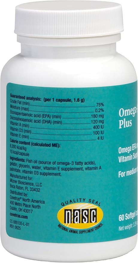 Covetrus Omega-3 Soft Gels for Medium Dogs – Essential Fatty Acids with Vitamins A E &amp D3 – Skin Coat &amp Joint Supplement – 60 Count