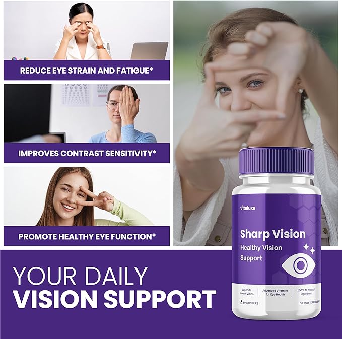 Sharp Vision Capsules SharpVision Supplement Premium Advanced Maximum Strength Formula Sharpe Vision Healthy Eyes Support All-Natural Ingredients Vitamins Pills Sharper Vision Reviews (60 Capsules)