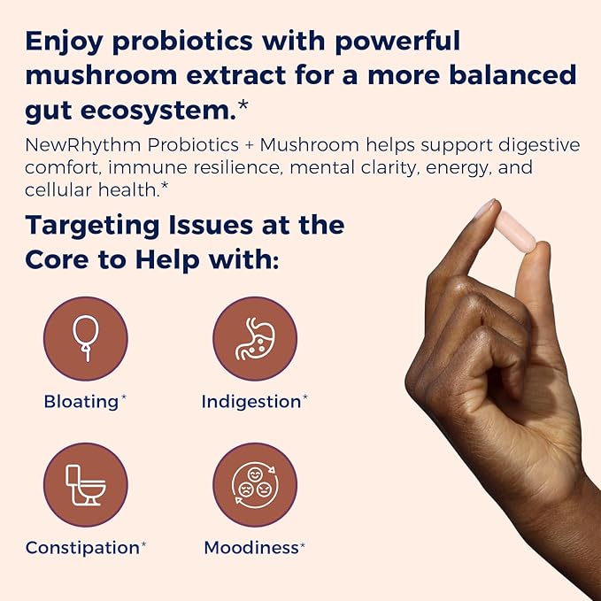 NewRhythm Probiotics Bundle: 35B CFU Mushroom Immune Support &amp 50B CFU 20-Strain Digestive Health. The Ultimate Duo for Inner Wellness
