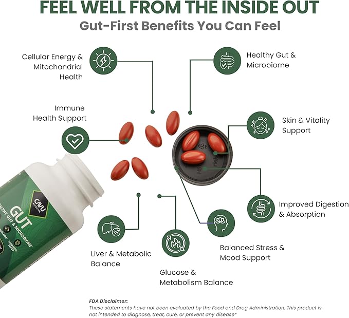 Gut Health Supplements for Healthy Digestion &amp Gut Repair | Advanced Formula with Bioavailable Black Seed Oil with 3% Thymoquinone | Gut Health Supplements for Women &amp Men | 60 Softgel
