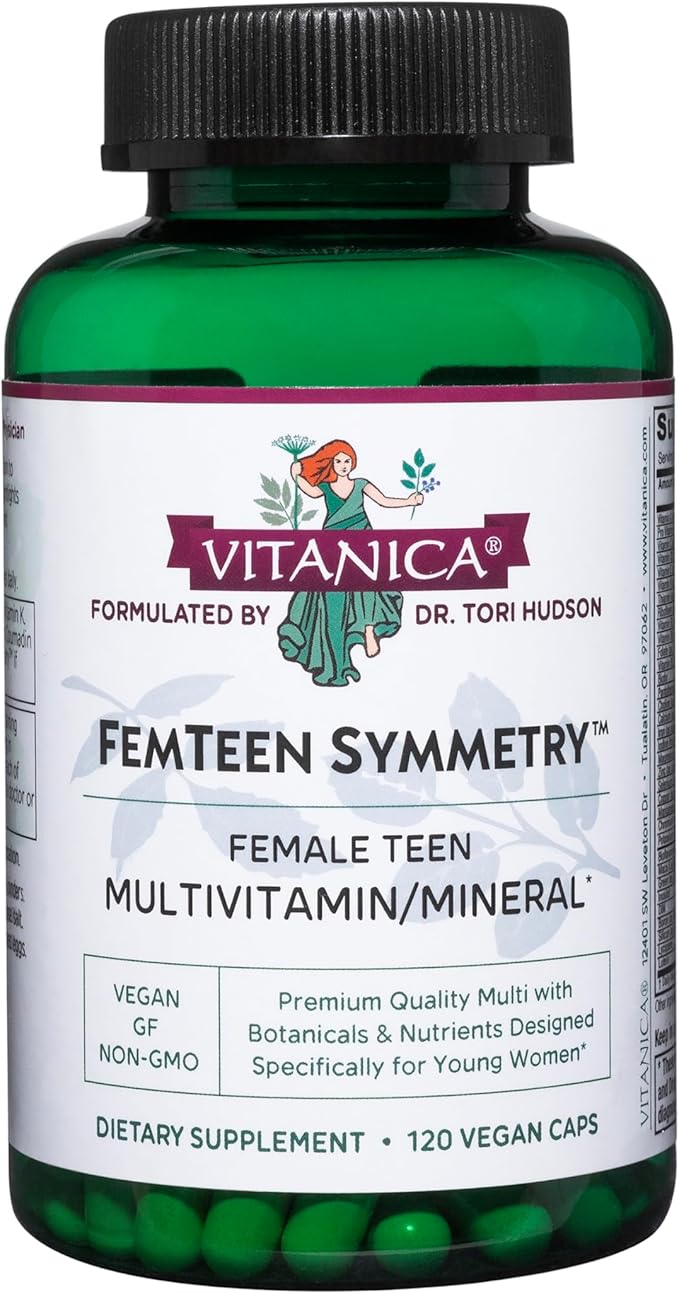 Vitanica FemTeen Symmetry Vitamins for Teens Daily Multivitamin Vegan 120 Capsules
