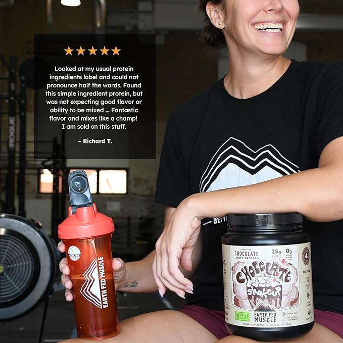 Earth Fed Muscle Chocolate Shakeup Truly Grass Fed Whey Protein Isolate. 3rd-Party Certified No Artificial Ingredients Soy Free Gluten Free Non-GMO Hormone Free (2 Pound 29 Servings Chocolate)