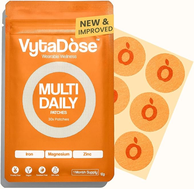 Multivitamin Patches for Women | Topical Daily Iron &amp Vitamin Patches | Supports Energy Beauty Hair Skin &amp Nails | Vegan Water-Resistant Kind to Sensitive Skin | 30 Count