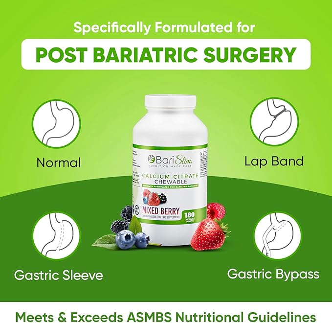 BariSlim Chewable Bariatric Multivitamin Tablets - Specially Formulated Chewable Tablets for Patients After Weight Loss Surgery - Easy to Digest &amp Great Tasting Fruit Flavors | Pack of 2