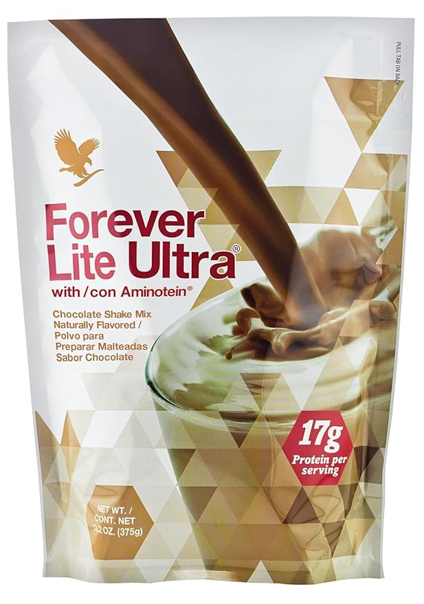 Forever Living - Lite Ultra Chocolate Protein Shake Mix with Aminotein Low Carb Drink for Lean Muscle Mass 13.2 oz