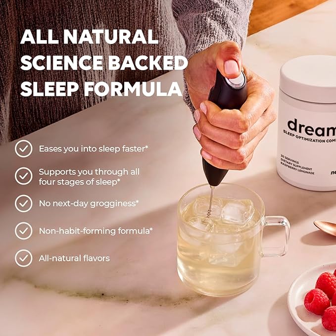 DREAM Sleep Aid Powder | Magnesium L-Threonate Apigenin &amp Theanine | 2400mg 7-Ingredient Non-Habit Forming and Natural Sleep Aids for Adults | Deep Sleep Super Calm &amp Stress Relief