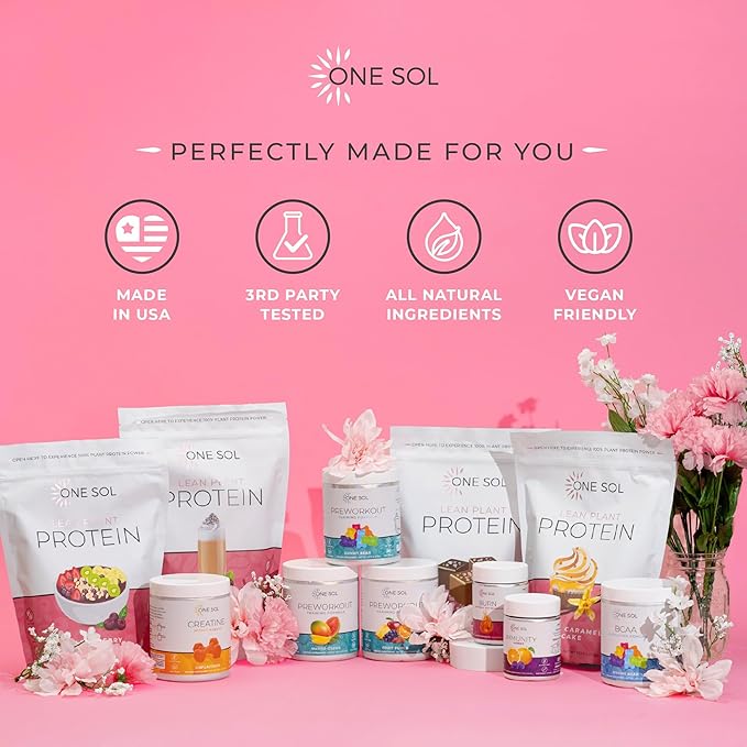 One Sol Lean Plant Protein Powder Pea &amp Brown Rice Protein Low Carb Vegan Friendly - Gluten Lactose &amp Soy Free - No Added Sugar Non-GMO Clean Nutrition No Bloating (Vanilla Caramel Cup
