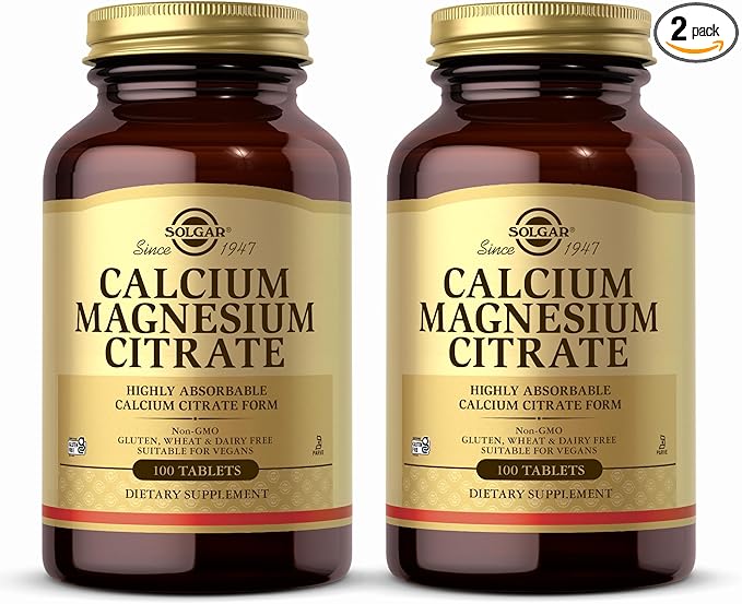 Solgar Calcium Magnesium Citrate - 100 Tablets Pack of 2 - Non-GMO Vegan Gluten Free Kosher - 40 Total Servings
