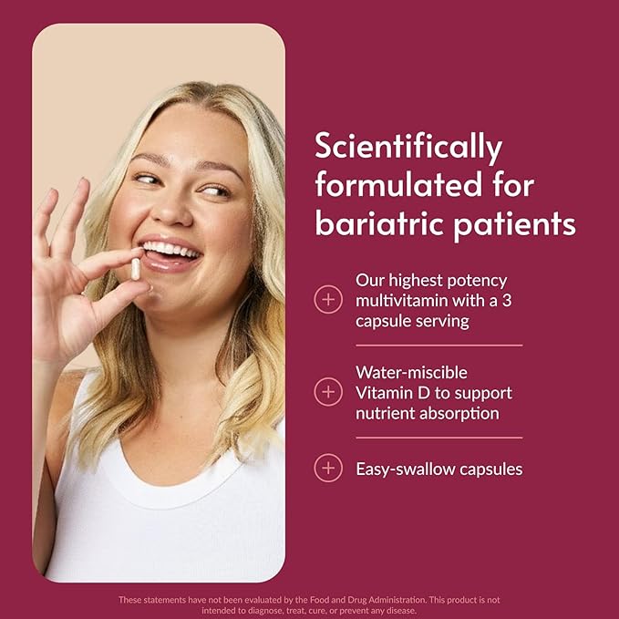 Bariatric Advantage Ultra Multivitamin with Iron - Ultra Multi with Iron - Capsule Format Multivitamin - Provides Full Complex of B Vitamins - with Vitamin C Chromium &amp More - 90 Capsules
