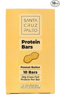 Santa Cruz Paleo Protein Bar – 20g Grass-Fed Whey &amp Collagen Protein – Wildflower Honey Sweetened No Seed Oils High Protein Snack Bar (Peanut Butter Flavor Pack of 10)