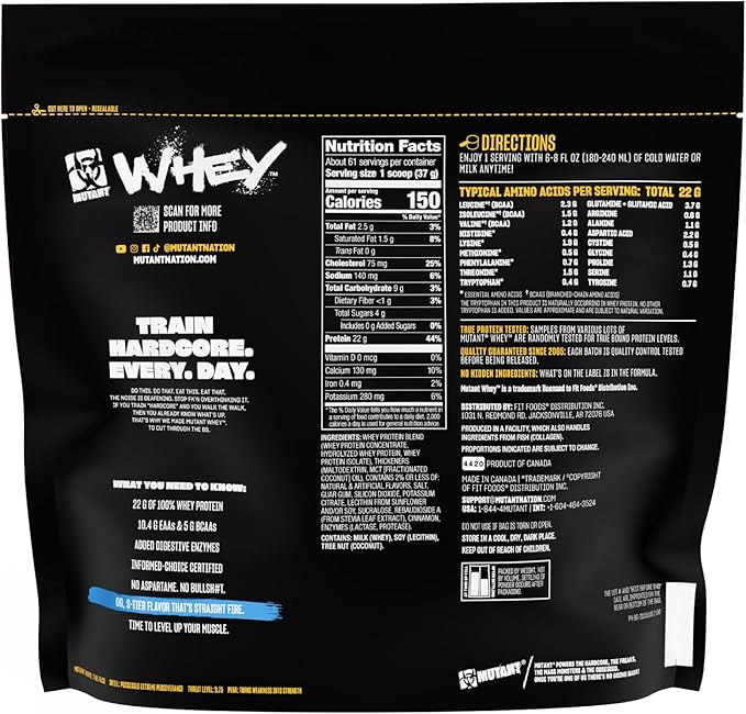 Mutant Whey – 100% Whey Protein Powder Shake Gourmet Taste 22g of Protein Fast Absorbing Easy Digesting 5lbs - Vanilla Ice Cream
