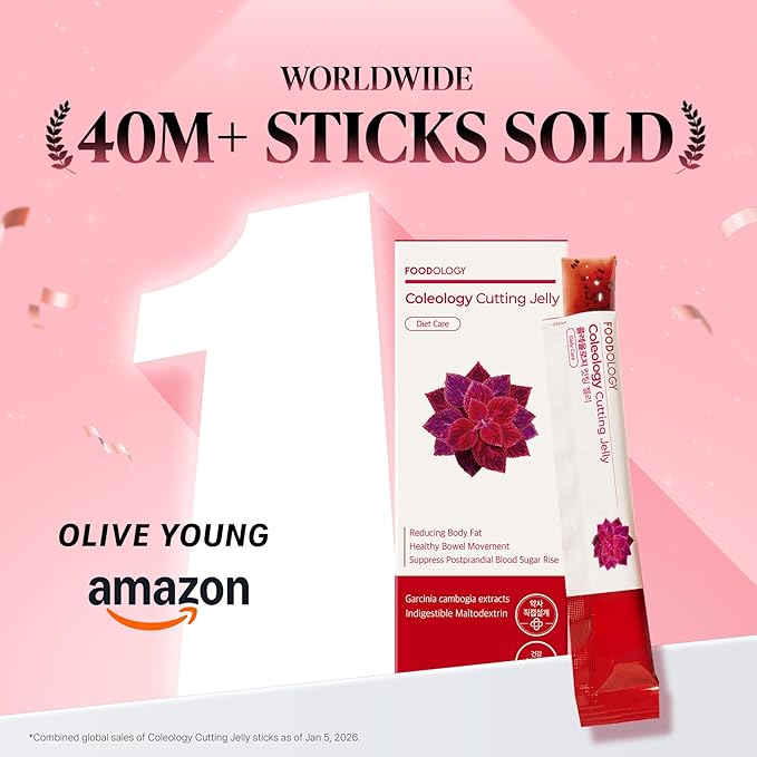 FOODOLOGY Coleology Cutting Stick Jelly (Pomegranate) – Dietary Fiber Supplement for Healthy Weight Management Chia Seeds &amp Garcinia Cambogia Korean Beauty with Collagen – 10 Sticks (Pack of 3)