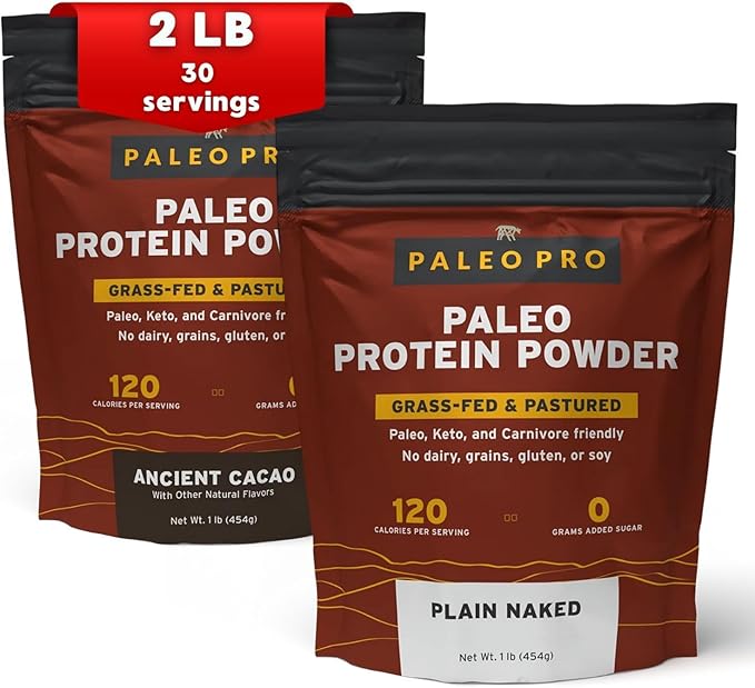 Paleo Pro 26G Beef Protein Powder - Pack of 2-30 Days Supply - Grass Fed Protein Powder Isolate - Pure Animal Based Pastured | Dairy &amp Gluten Free Natural &amp Clean Proteins for Paleo &amp Ket