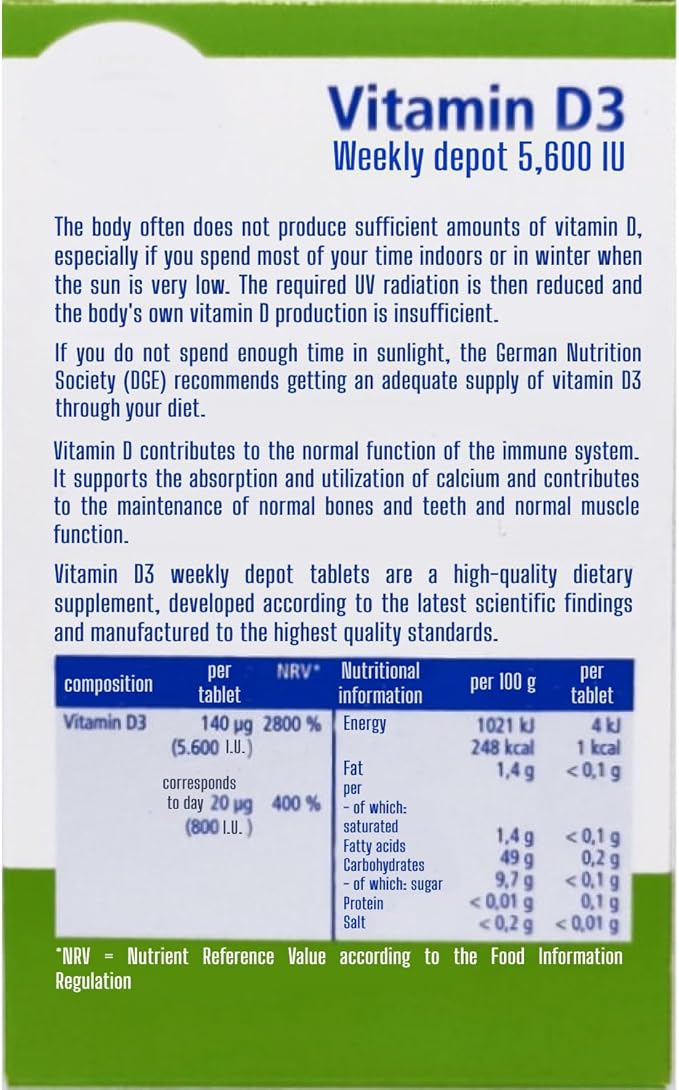 Vitamin D3 5600 I.U. 20 Tablets