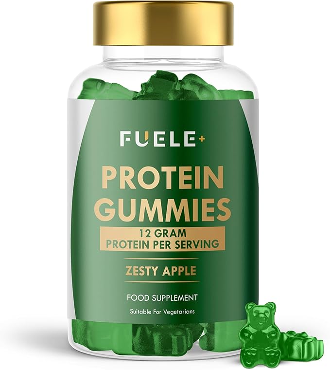 Whey Protein Gummies - Zesty Apple Flavour 12g Protein per Serving - Protein Powder Alternative Vegetarian Convenient Whey Protein Supplement (60 Zesty Apple)