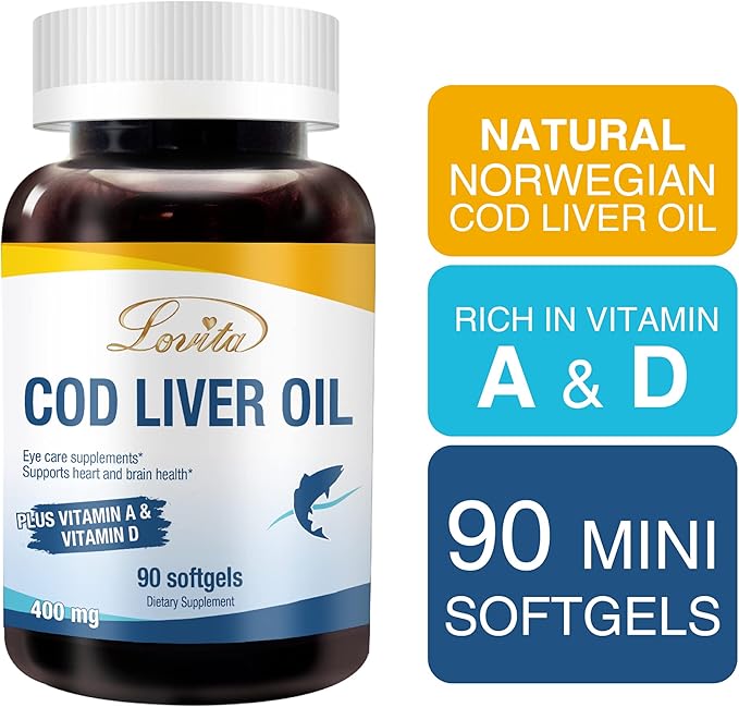 LOVITA Daily Wellness Bundle - 3 Fish Oil (120ct) &amp 2 Cod Liver Oil (90ct) High Potency Omega-3 with VIT A &amp D (5 Pc Set)