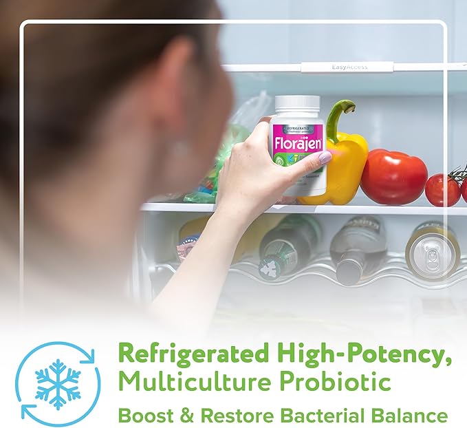Florajen Kids Probiotic - Daily Gut &amp Immune Support for Children 6+ Months - Constipation Bloating &amp Digestive Relief - Refrigerated for Freshness &amp Potency - 30 Capsules