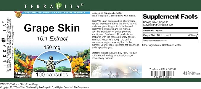 Grape Skin 10:1-450 mg (100 Capsules ZIN: 520347)