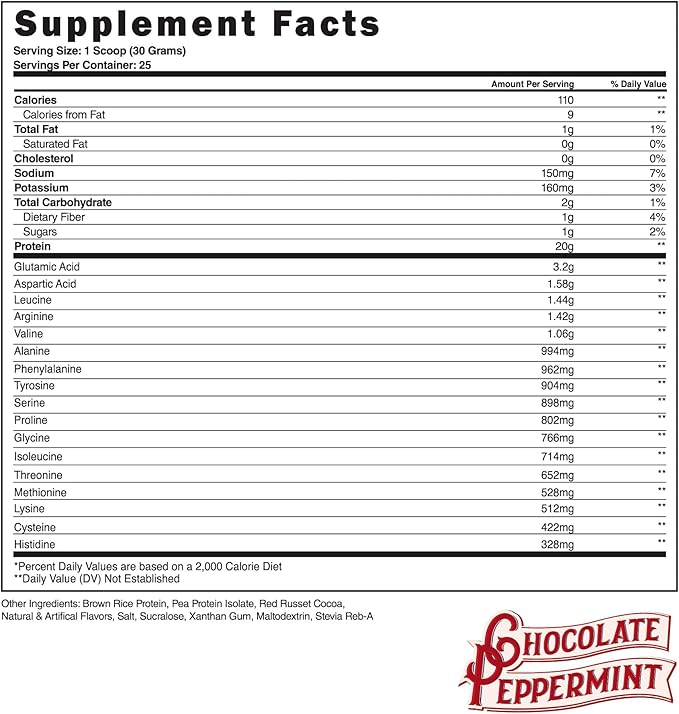 Steel Supplements Veg-PRO | Vegan Protein Powder Chocolate Peppermint | 25 Servings (1.65lbs) | Protein Powder with BCAA Amino Acid | Gluten Free | Non Dairy | Low Carb Formula