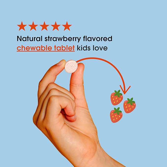 Picky Essentials Kids Multivitamin with Iron + Zinc | 20+ Essential Nutrients | Ages 2+ | Naturally Strawberry Flavored | Vitamins and Minerals A C D3 Bs | No Added Sugar | 60 Chewable Tablets