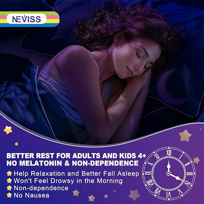 Neviss Magnesium Glycinate + Calcium Filled Gummies for Adults and Kids 4+ Kids Sleep Gummies Melatonin Free Sugar Free Magnesium Supplement with B6 D3 L-Theanine for Zzz &amp Relax BrainBoneMu