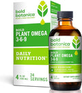 Bold Botanica Plant Vegan Omega 3-6-9 with Ahiflower Oil Omega 3 Liquid Supplement for Women &amp Men Plant-Based Omegas for Brain &amp Immune Health Better Than Flax Fish Free Sugar-Free 4 fl