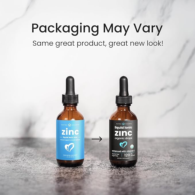 NutraChamps Liquid Zinc for Kids &amp Adults Vegan Pure Ionic Zinc Drops Enhanced with Vitamin C Supplements for Immune Support Sugar-Free Liquid 4 oz