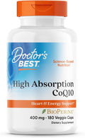 Doctor's Best High Absorption CoQ10 Heart &amp Energy Support USP Verified Naturally Fermented CoQ10 Non-GMO Gluten Free Soy Free Vegan 180 Veggie Caps
