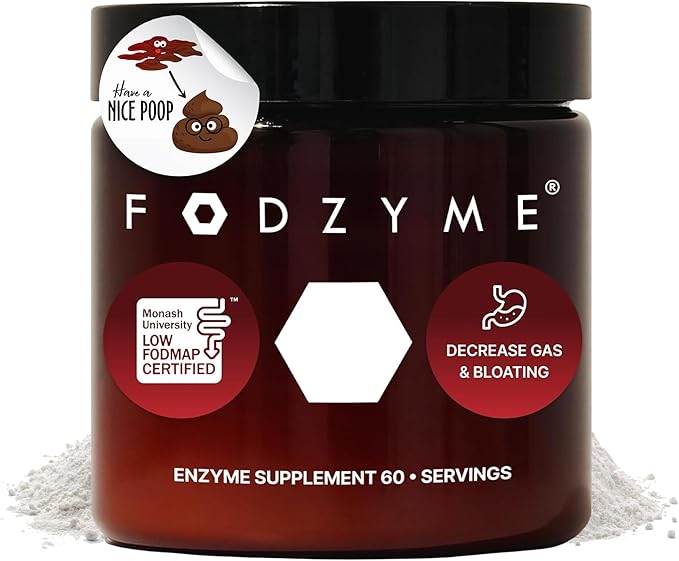 FODZYME® Home Kit Digestive Enzymes for Gut Health Relief for Bloating Gas Constipation Diarrhea Abdominal Pain Low FODMAP 60 Dose