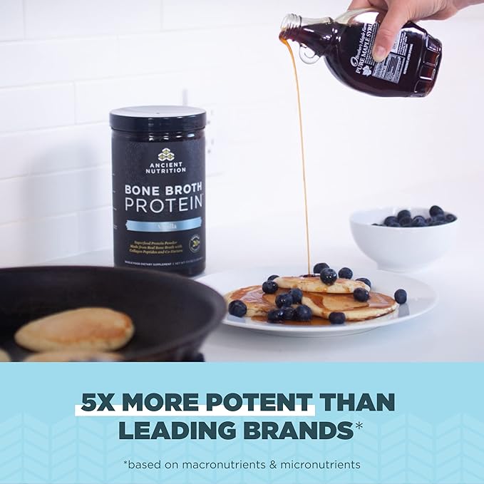 Ancient Nutrition Multi Collagen Protein Powder Vanilla 24 Servings + Bone Broth Protein Powder Vanilla 20 Servings