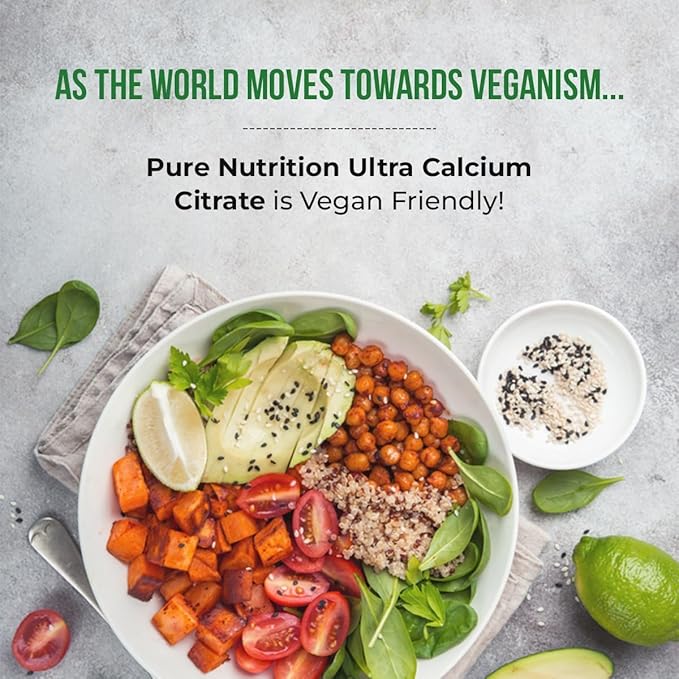 Pure Nutrition Ultra Calcium 1000mg with VIT D3 + K2 | 240 Tabs (120 X Pack of 2) | Calcium Supplement with Calcium Citrate Malate VIT D3 K2 Moringa Oleifera Magnesium and Zinc.