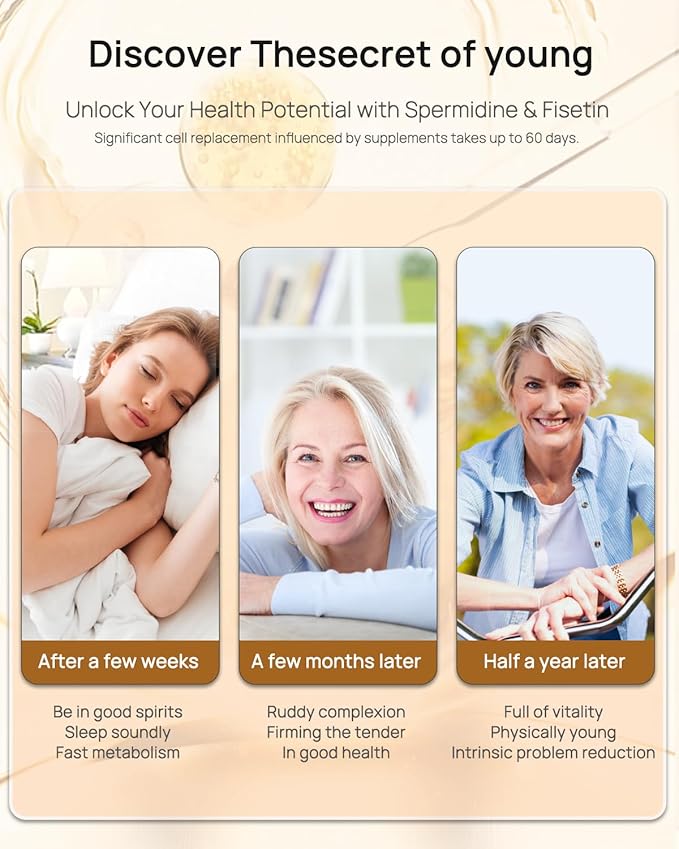 Probiotics &amp Spermidine Supplement - 100B CFU 27 Strains 20mg Spermidine 300mg Fisetin for Gut Health Cell Renewal &amp Longevity